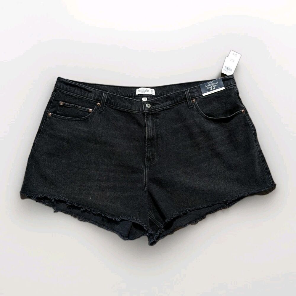 NWT Abercrombie Fitch Plus Size 36 High Rise Cut Off Shorts Relaxed Beach 4" Mom